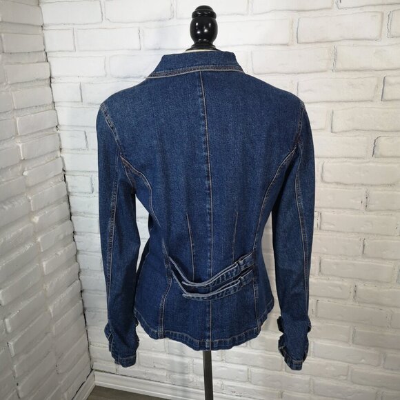 Together Ladies Size 12 Medium Wash Full Zip Fitted at the Waist Jean Jacket - Picture 4 of 10